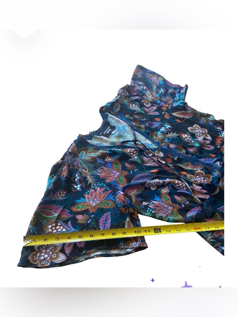 Johnny Was Black Floral Tie-Neck Maxi Dress size L - Picture 15 of 16